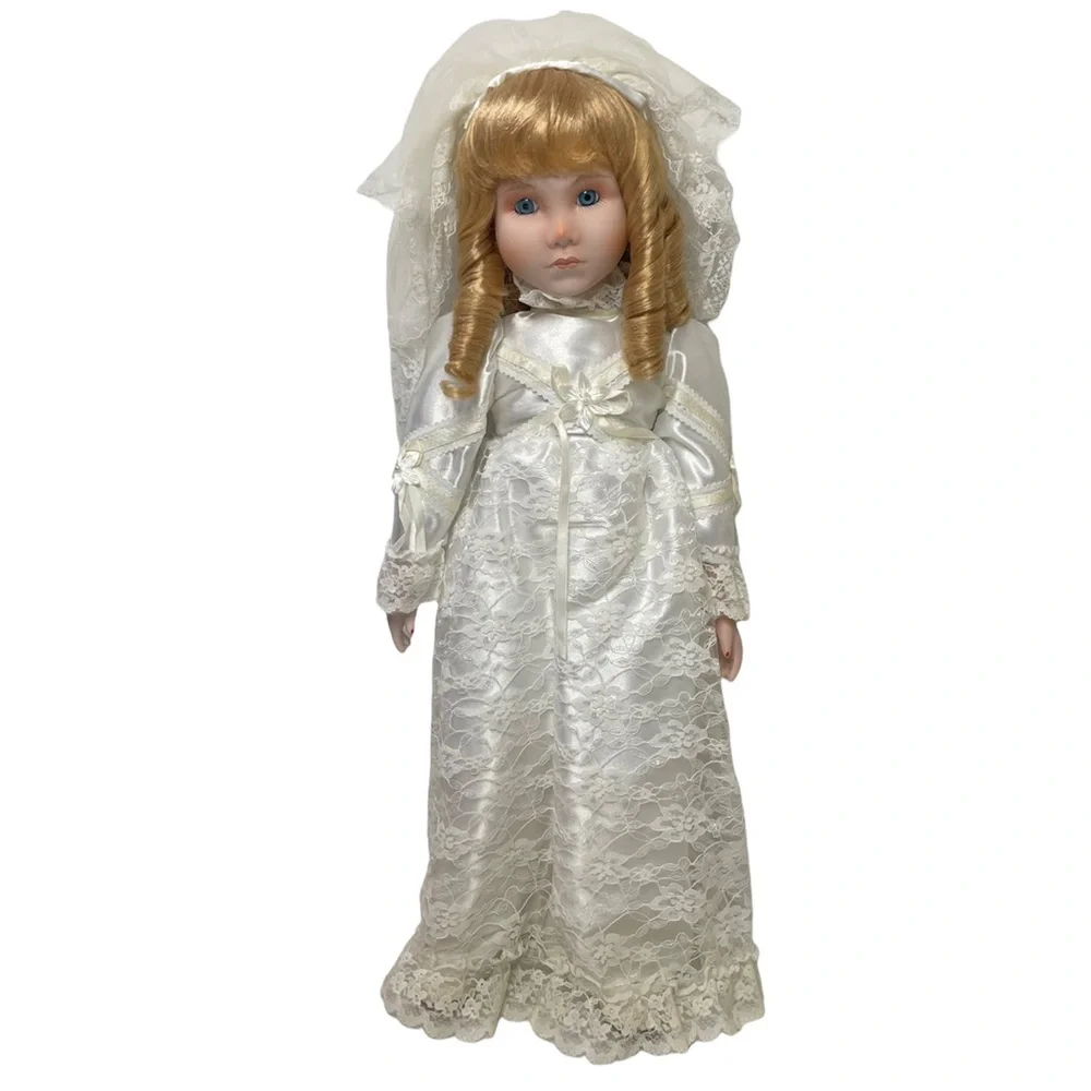 Vintage Doll Porcelain Lace Dress Ellie Bridal Wedding Collectible Vintage Toys